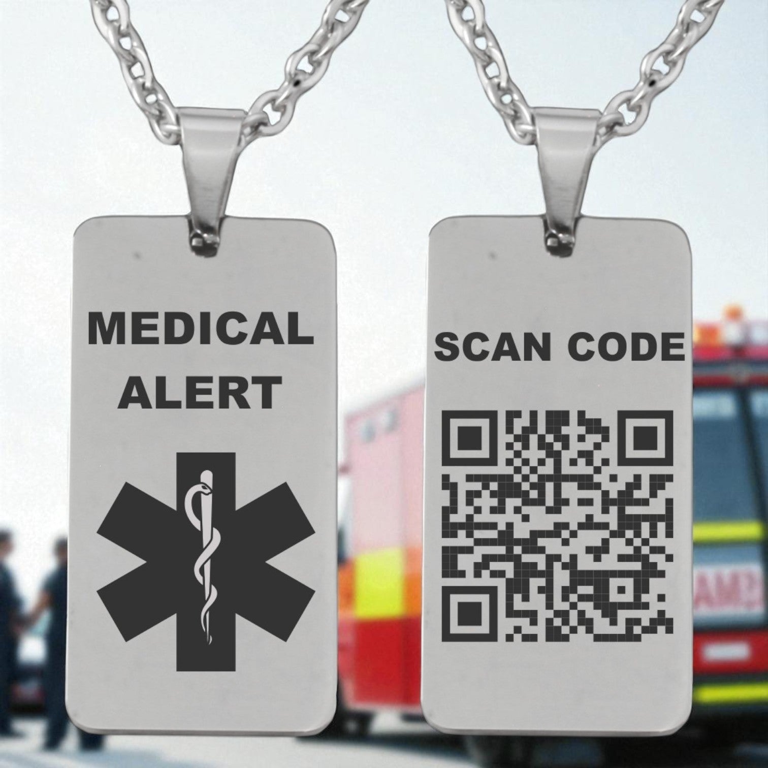 Medical ID QR Dog Tag Pendant