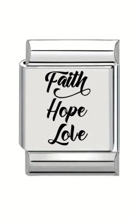 13mm Laser Engraved Charm - Faith Hope Love