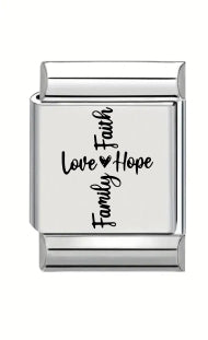 13mm Laser Engraved Charm - Family Love Hope