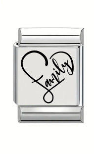 13mm Laser Engraved Charm - Family Heart