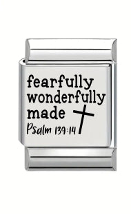 13mm Laser Engraved Charm - Fearfully Wonderfully Made