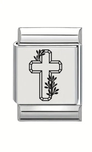 13mm Laser Engraved Charm - Floral Cross