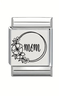 13mm Laser Engraved Charm - Floral Mom