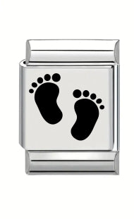 13mm Laser Engraved Charm - Footprints