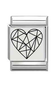 13mm Laser Engraved Charm - Geometric Heart
