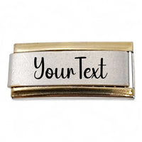 9mm Engraved Superlink Italian charm (Gold edge)