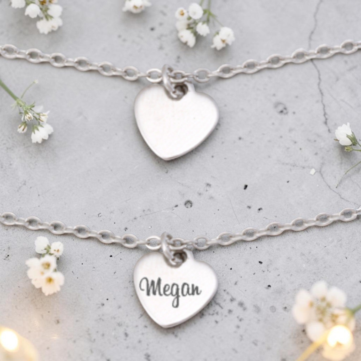Engraved Heart Ankle Bracelet