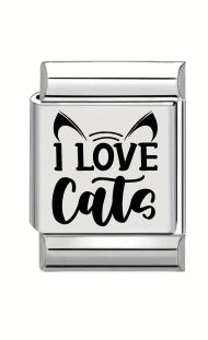13mm Laser Engraved Charm - I Love Cats