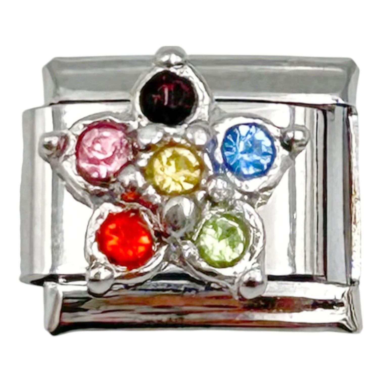Colour Stone Flower 9mm Charm
