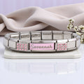 9mm Engraved Pink Name & Enamel Italian Charm Bracelet (Discontinued)