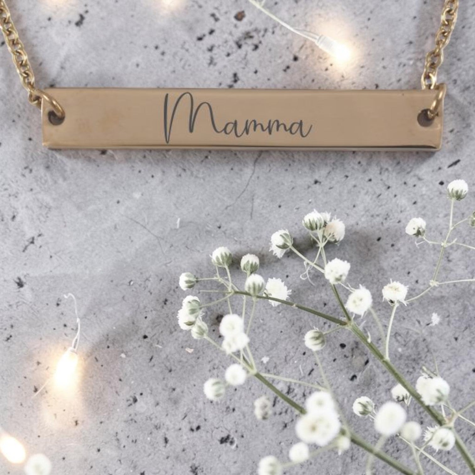 Personalized Rose Gold Plated Bar Pendant & Chain