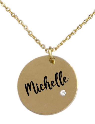 Personalized Round Disc Stone Necklace