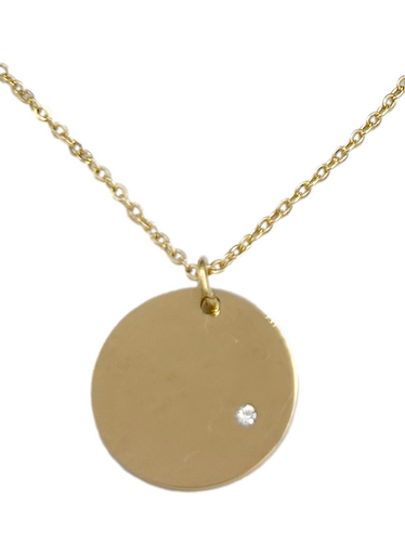 Personalized Round Disc Stone Necklace