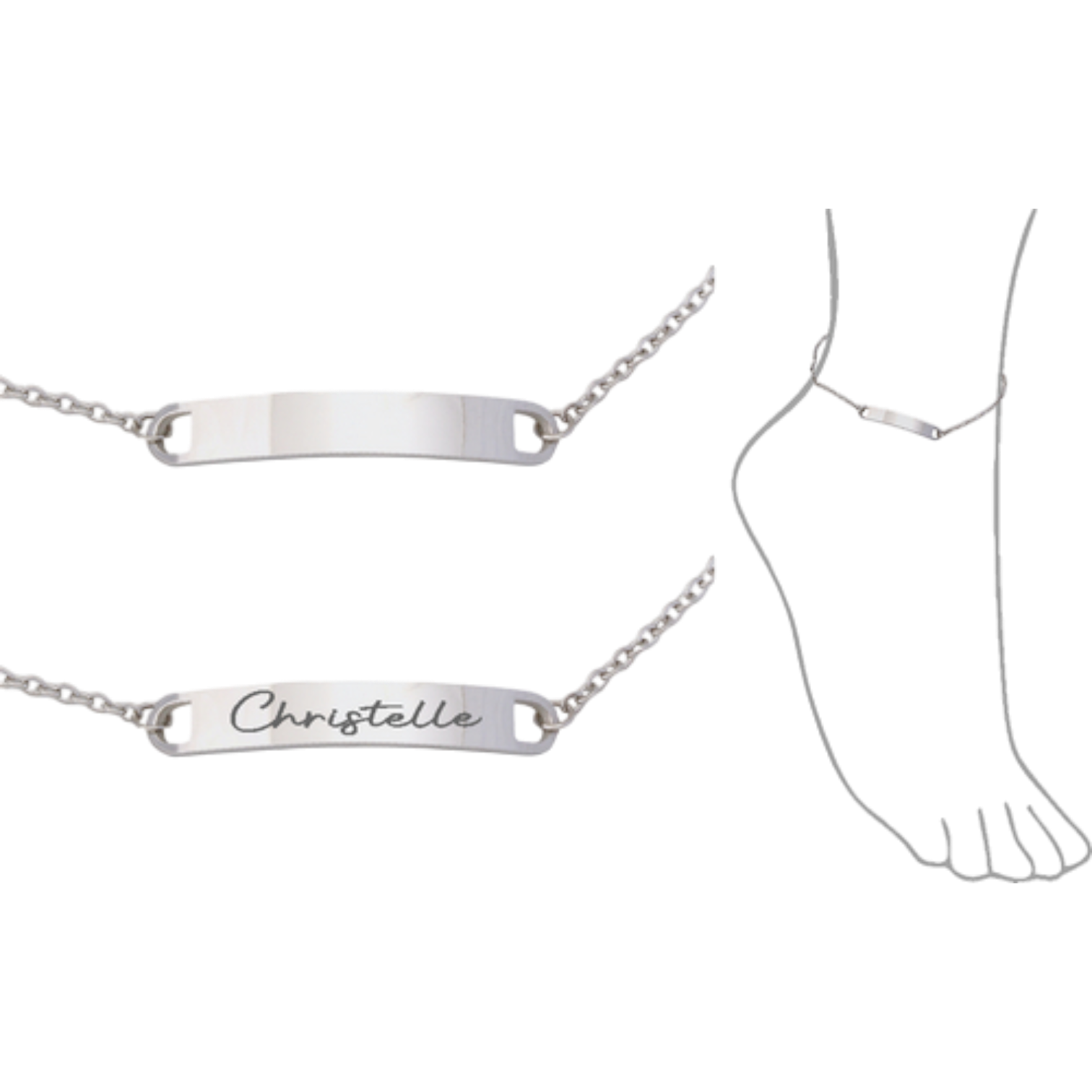 Engraved Bar Charm Ankle Bracelet