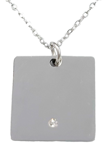 Personalized Square Disc Stone Necklace