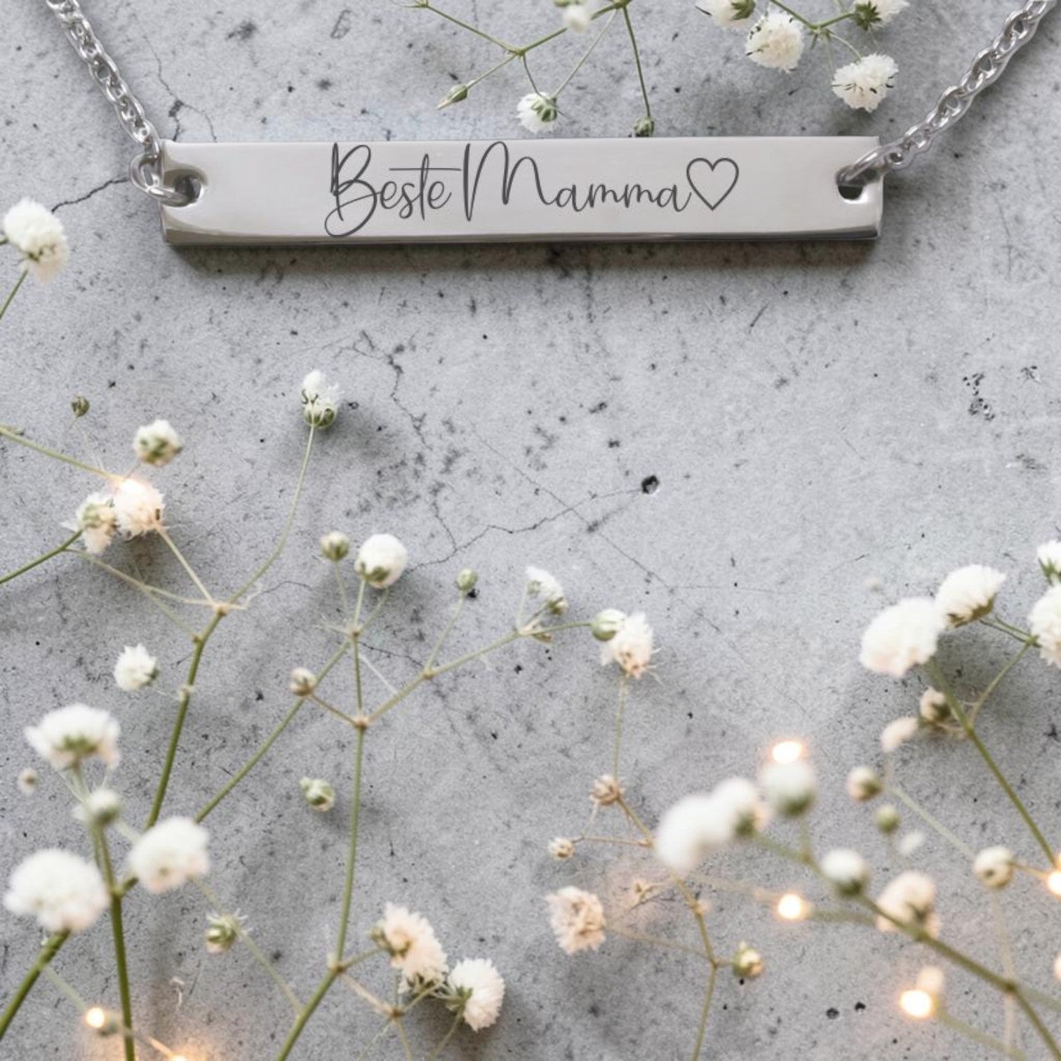 Personalized Stainless Steel Bar Pendant & Chain