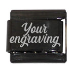 9mm Engraved Name/Word Italian charm (Black)