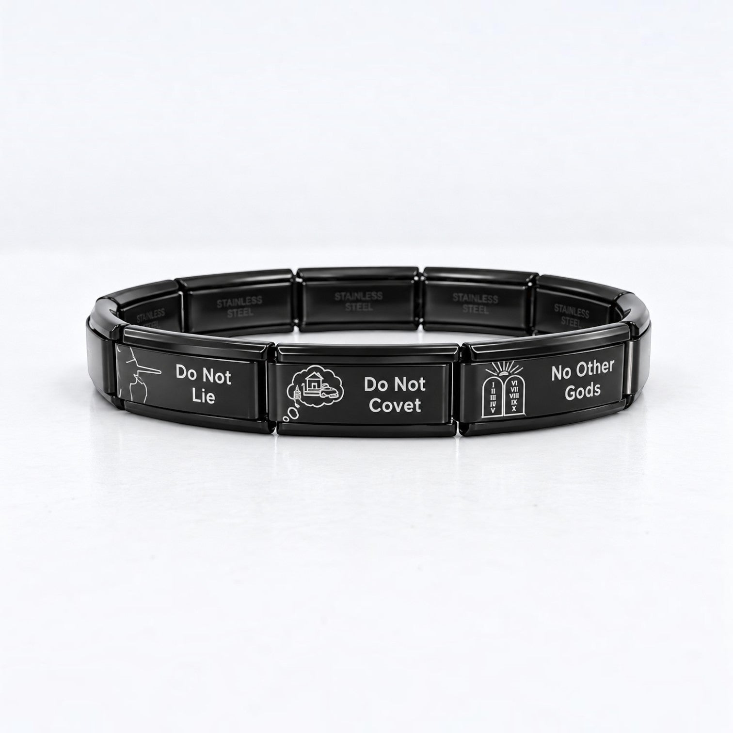 9mm Superlink Italian Charm Bracelet - 10 Commandments