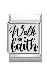 13mm Laser Engraved Charm - Walk By Faith