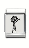 13mm Laser Engraved Charm - Windmill
