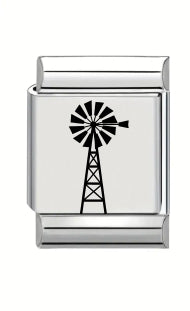 13mm Laser Engraved Charm - Windmill
