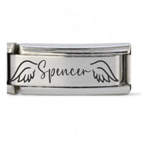 9mm Wings Engraved Personalized Superlink Italian charm