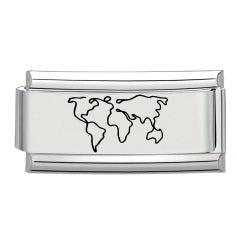 9mm Laser Italian Charm - World Map Superlink