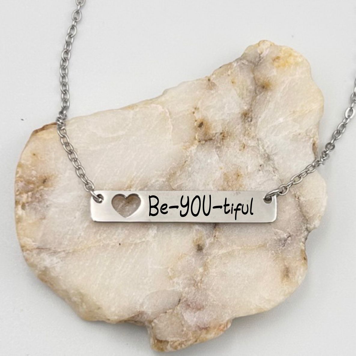 Personalized Heart Bar Necklace