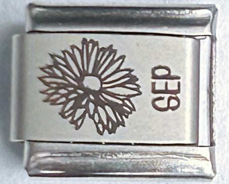 9mm Laser Italian Charm - September Flower