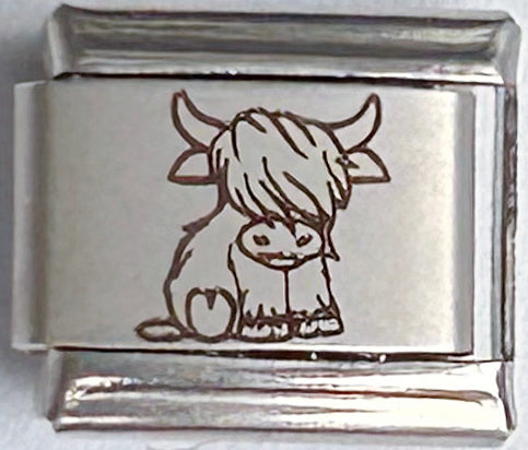 9mm Laser Italian Charm - Cute Bull