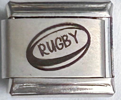 9mm Laser Italian Charm - Rugby