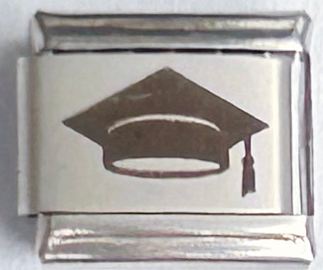 9mm Laser Italian Charm - Graduation Cap