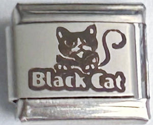 9mm Laser Italian Charm - Black Cat