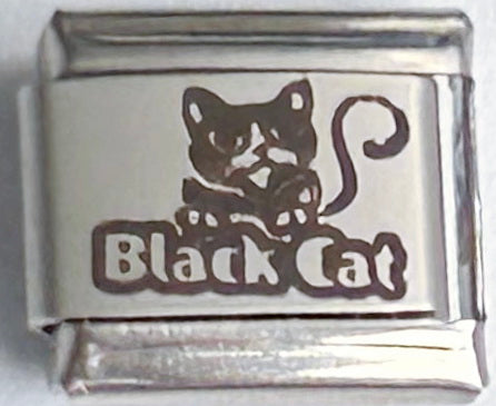 9mm Laser Italian Charm - Black Cat