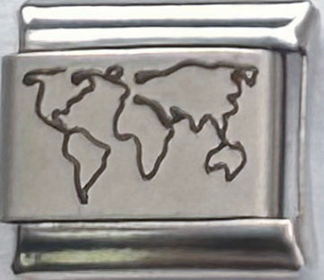 9mm Laser Italian Charm - World Map