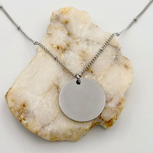 Personalized Round Disc with Dainty Ball Chain