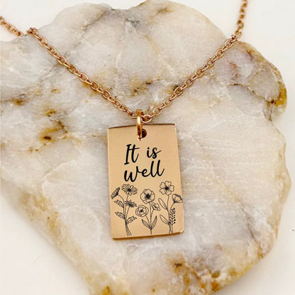 Personalized Rectangle Disc Necklace