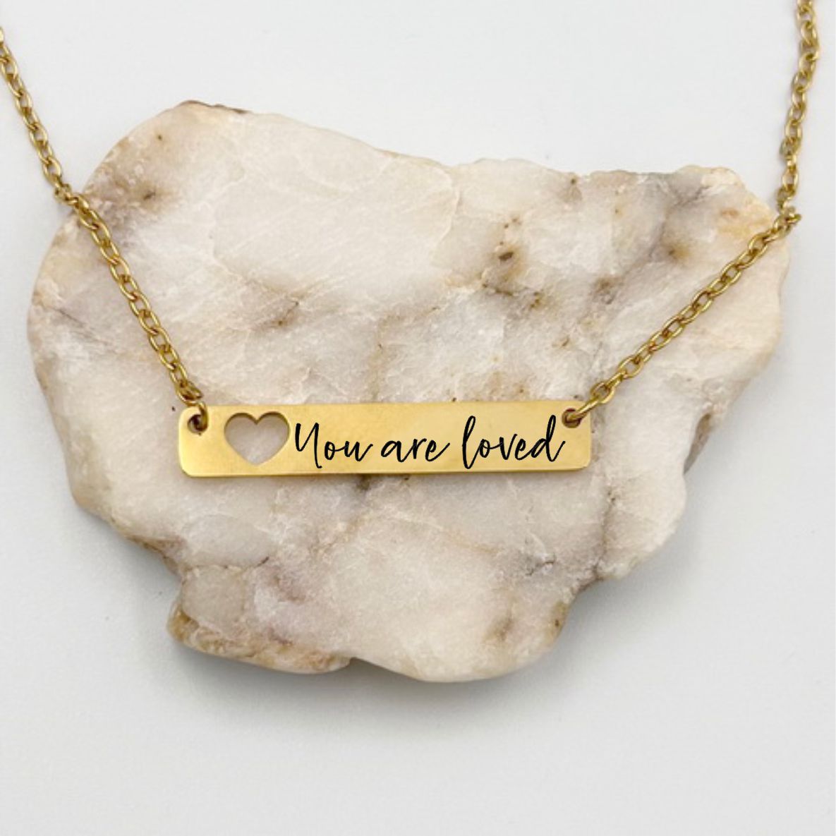 Personalized Heart Bar Necklace