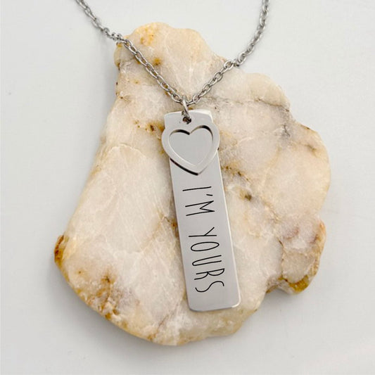 Personalized Bar Necklace with Heart Charm