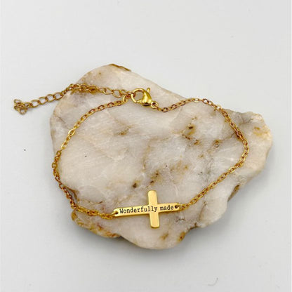 Personalized Dainty Cross Bracelet