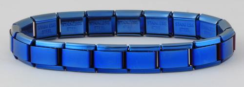 9mm 18 Link Blue Plated Italian Charm Bracelet-Charmed Jewellery
