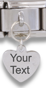 Engraved Heart Dangle Italian charm (Click to Personalize)-Charmed Jewellery