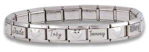 Engraved Heart Italian Charm Bracelet-Charmed Jewellery