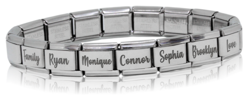 Engraved Name Italian Charm Bracelet-Charmed Jewellery