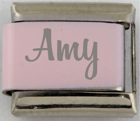 Engraved Name/Word Italian charm (Pink)-Charmed Jewellery