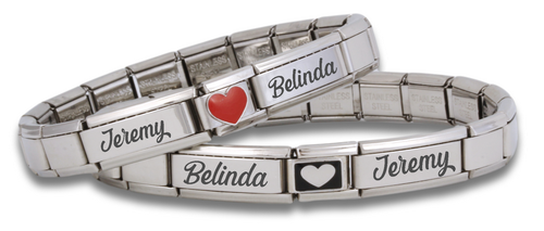 Engraved Names Italian Charm Bracelet-Charmed Jewellery