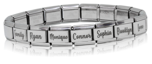 Full Engraved Name Italian Charm Bracelet-Charmed Jewellery