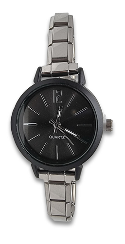 9mm Italian Charm Watch - Black and Silver