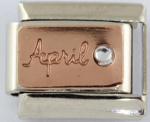 9mm Rose Gold Month Charm - April-Charmed Jewellery