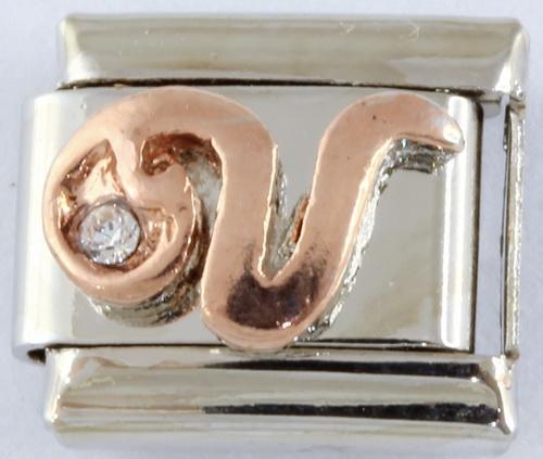 9mm Rose Gold Plated Letter V Charm-Charmed Jewellery